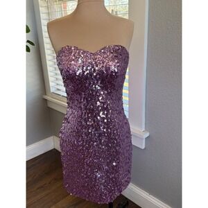 NWT Blush Prom Sequin‎ Strapless Mini Dress Size 6 Sweetheart Neckline